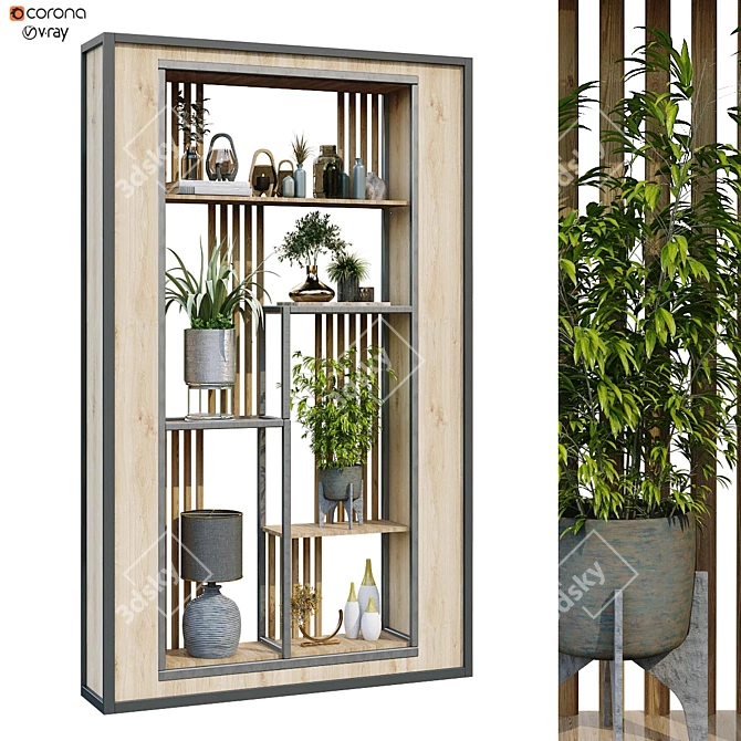 Green Vertical Interior Partition Set 3D model image 1