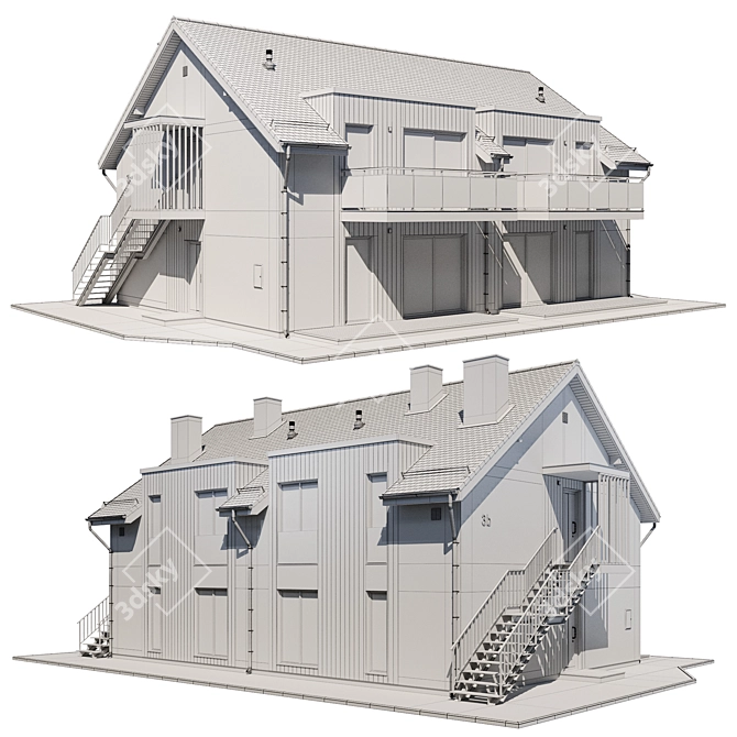 Modern Cottage V3: High-Quality 3D Model 3D model image 2