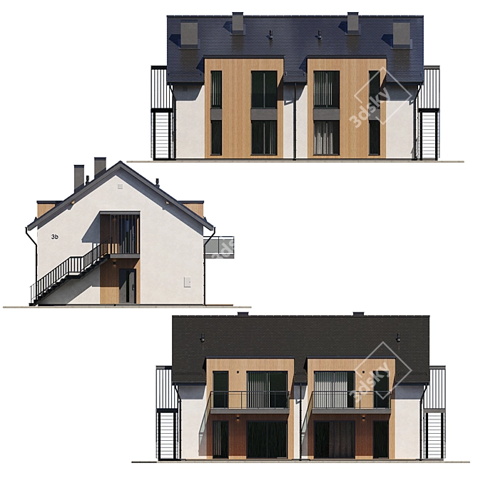 Modern Cottage V3: High-Quality 3D Model 3D model image 3