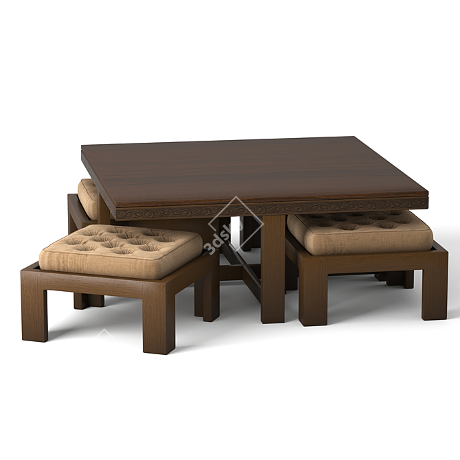 Indian Kivaha-4: Elegant Coffee Table 3D model image 1