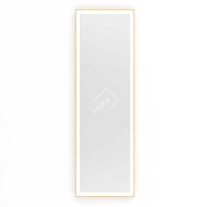 Elegant Brass Framed Rectangular Mirror 3D model image 1