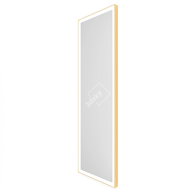 Elegant Brass Framed Rectangular Mirror 3D model image 2