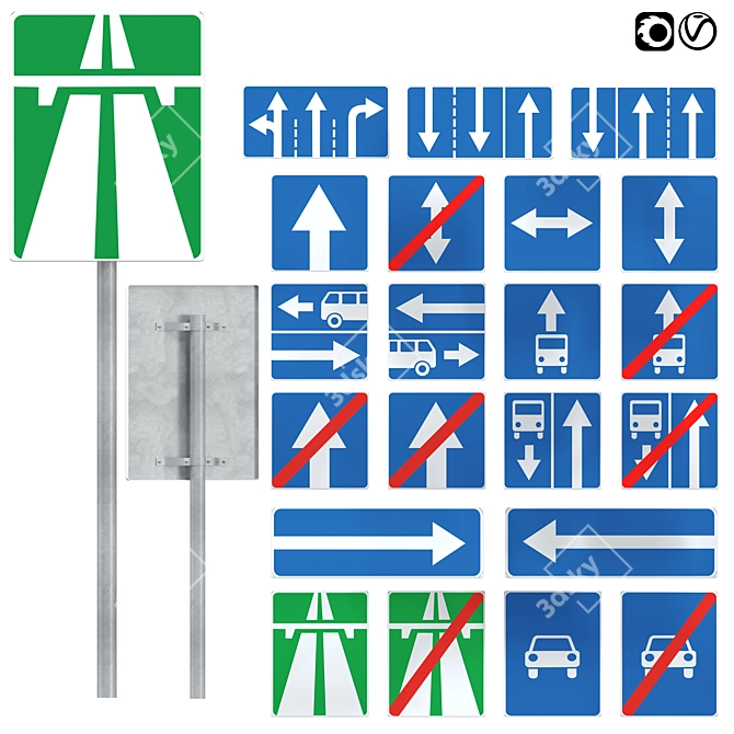 Multilingual Info Signs Set 3D model image 1