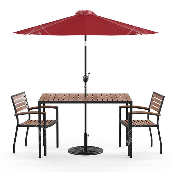 Outdoor Patio Bistro Set with Umbrella 3D model image 4