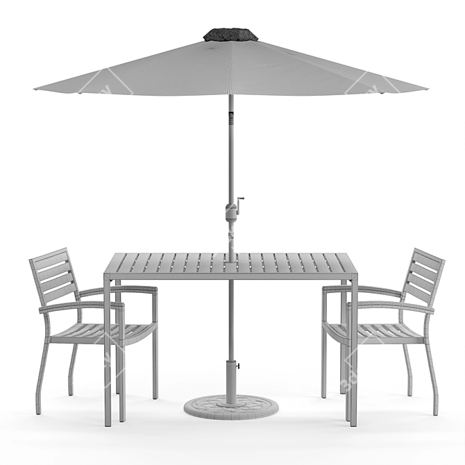 Outdoor Patio Bistro Set with Umbrella 3D model image 2