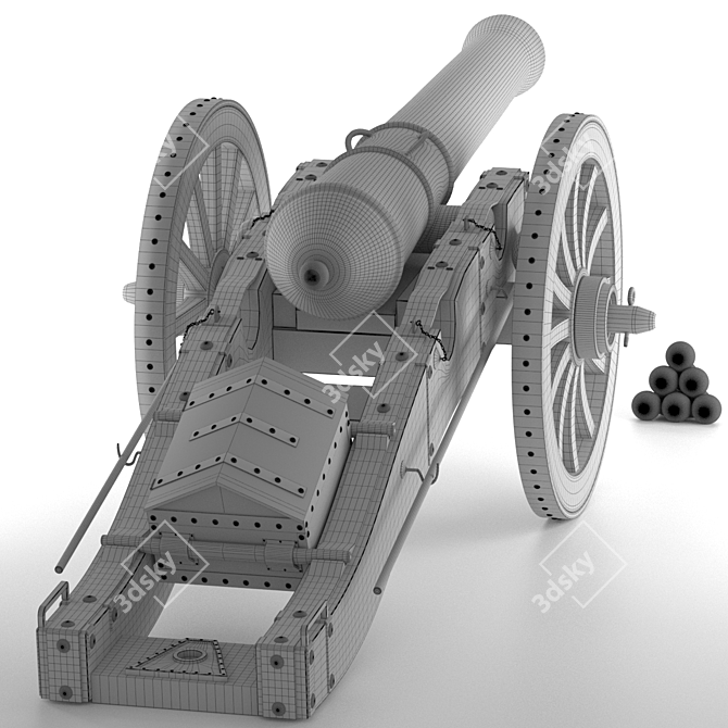 Ancient Warfare: 12-Pound Field Cannon 3D model image 4