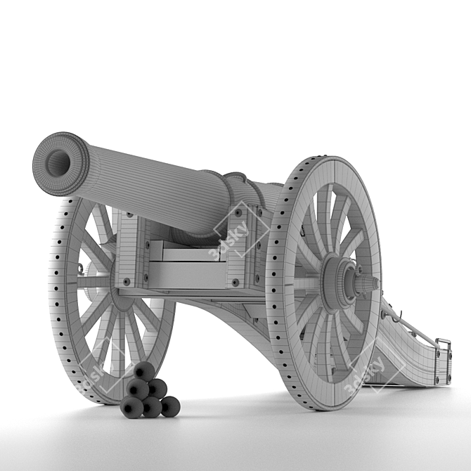 Ancient Warfare: 12-Pound Field Cannon 3D model image 16