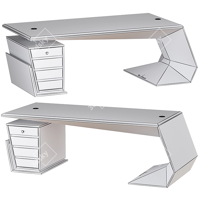 Luxury GT-Orange Executive Desk 3D model image 2
