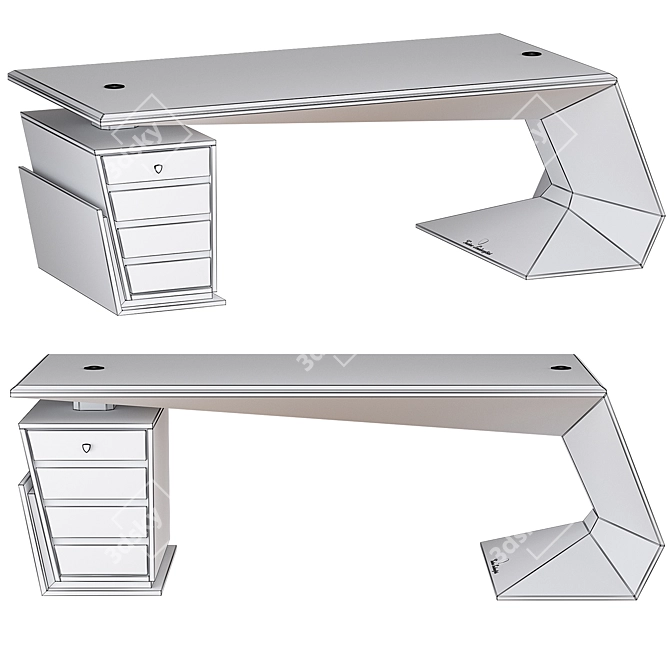 Luxury GT-Orange Executive Desk 3D model image 4