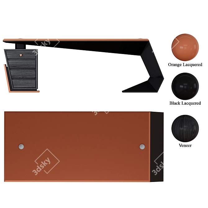 Luxury GT-Orange Executive Desk 3D model image 5