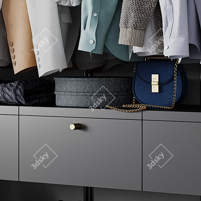 Versatile Wall-mounted Clothing Storage 3D model image 2