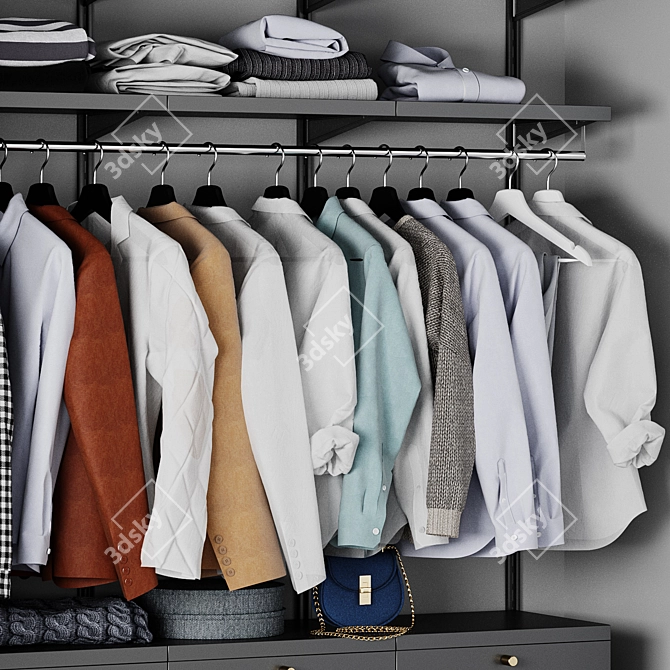 Versatile Wall-mounted Clothing Storage 3D model image 3