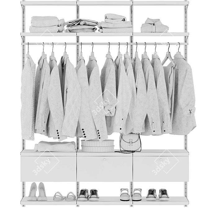 Versatile Wall-mounted Clothing Storage 3D model image 4