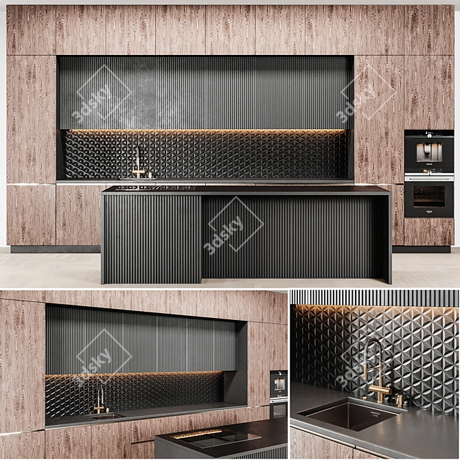 Sleek Kitchen Design 3D model image 1