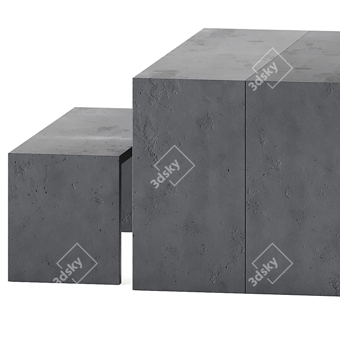 Sturdy Concrete Bench & Table 3D model image 2