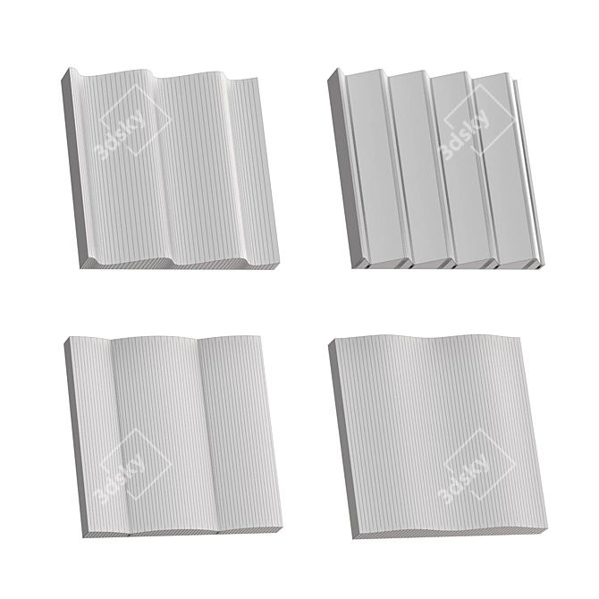 Elegant Fluted Glass Set 3D model image 7