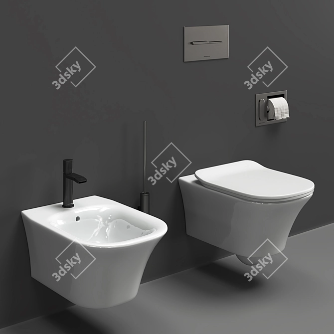 Elevate Your Bathroom: Cabo Toilet and Bidet 3D model image 1