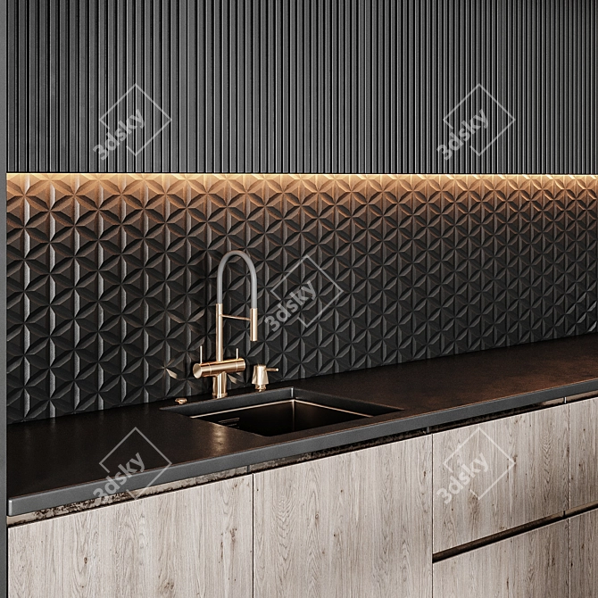 Modern90 - Customizable Kitchen 3D model image 4