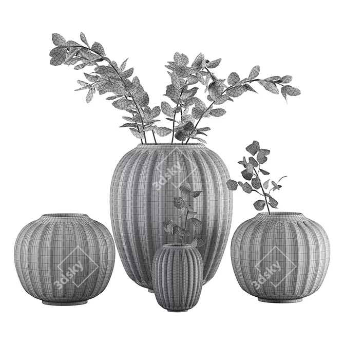 Artificial Plants Vase Set 3D model image 2