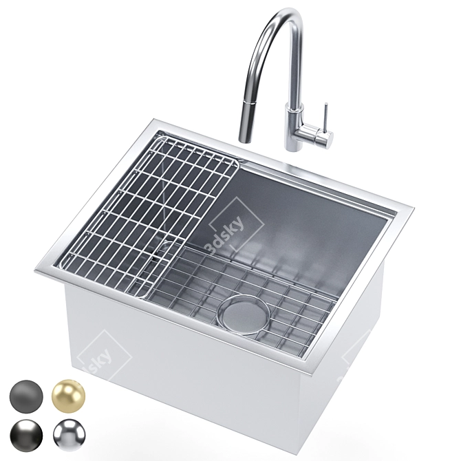 KRAUS KWU100 Stainless Steel Sink 3D model image 1