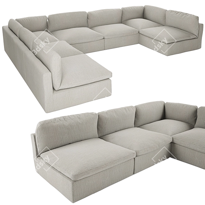 Mid-century Modern Zanotta Modular Sofa 3D model image 1