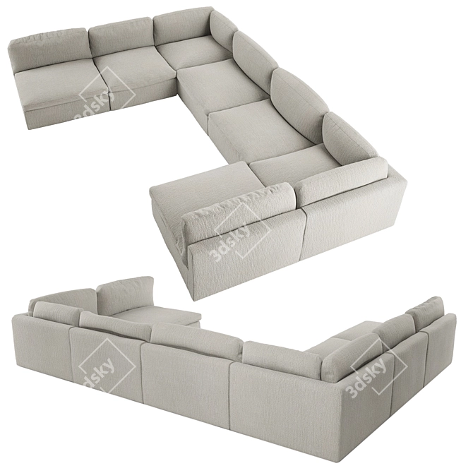 Mid-century Modern Zanotta Modular Sofa 3D model image 2