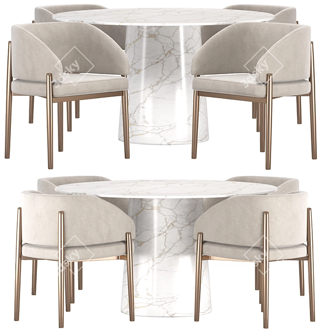 Elegant Dining Set by Porro 3D model image 1