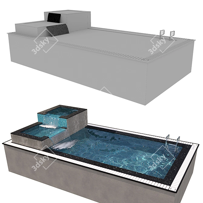 Sleek Water Caustics Pool 3D model image 3