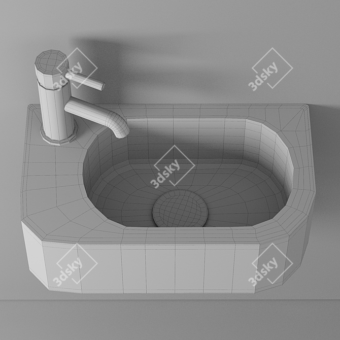 Elegant Curved Wall Hung Basin 3D model image 3