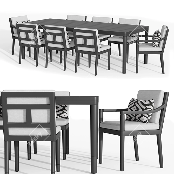 Miramar Aluminum Rectangular Dining Table 3D model image 1