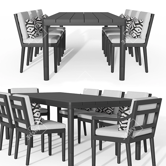 Miramar Aluminum Rectangular Dining Table 3D model image 2