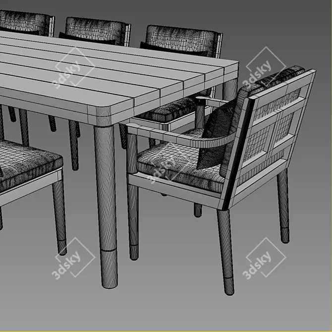 Miramar Aluminum Rectangular Dining Table 3D model image 3