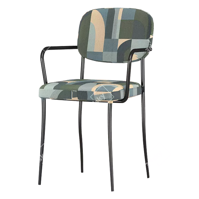 Elegant Beige Upholstered Armchair 3D model image 1