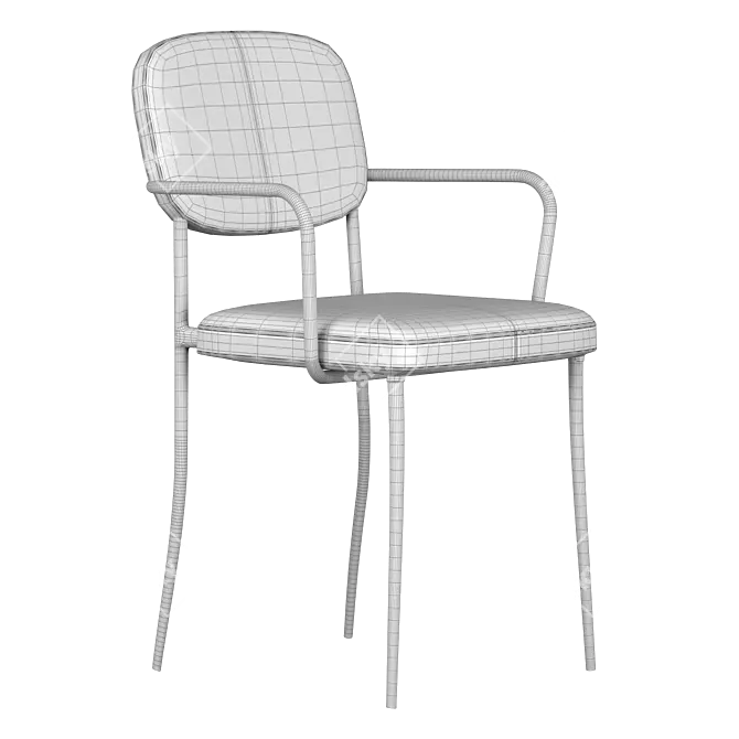 Elegant Beige Upholstered Armchair 3D model image 2