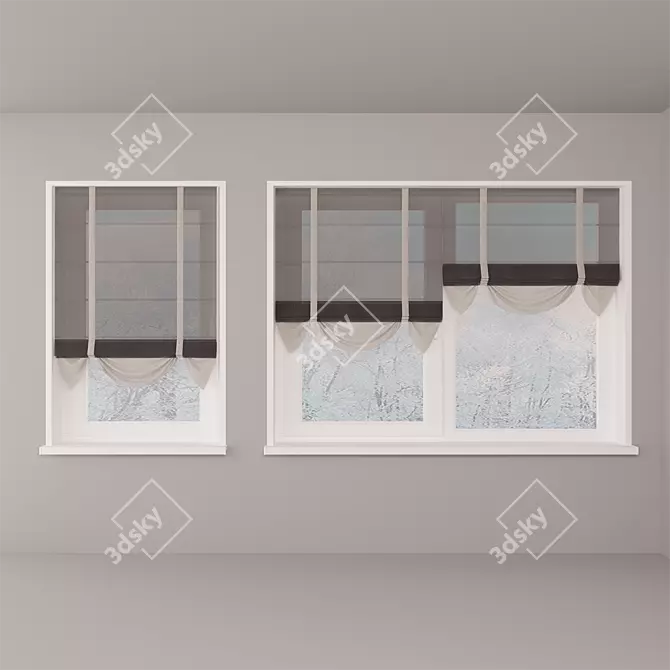 Tulle Roman Blinds: Soft Bottom, 4 Positions 3D model image 2