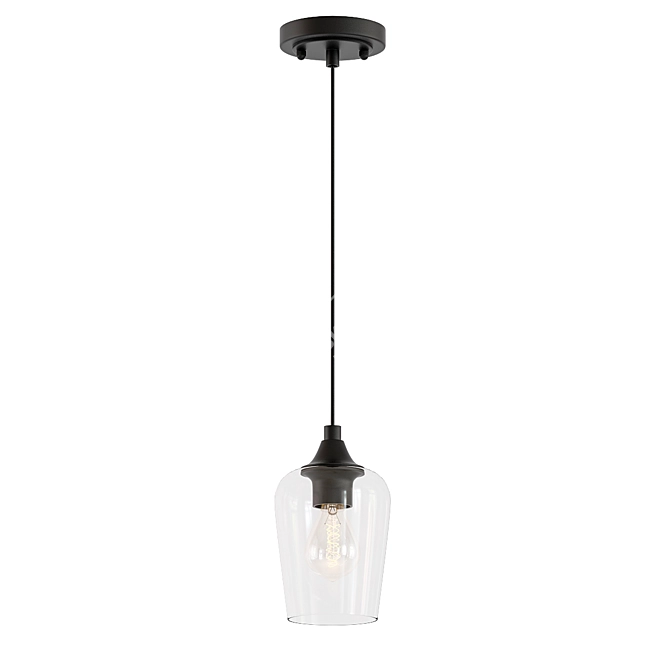 Industrial Black Pendant Light 3D model image 1