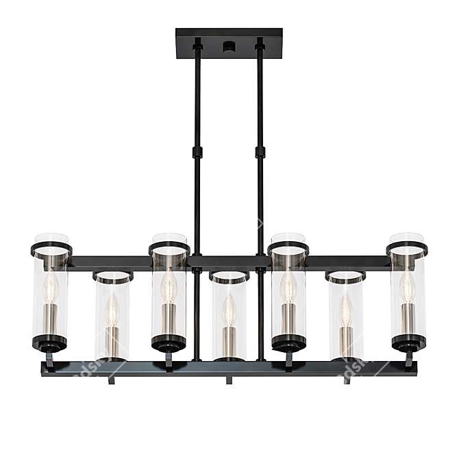 Elegant Black Nickel Chandelier 3D model image 1