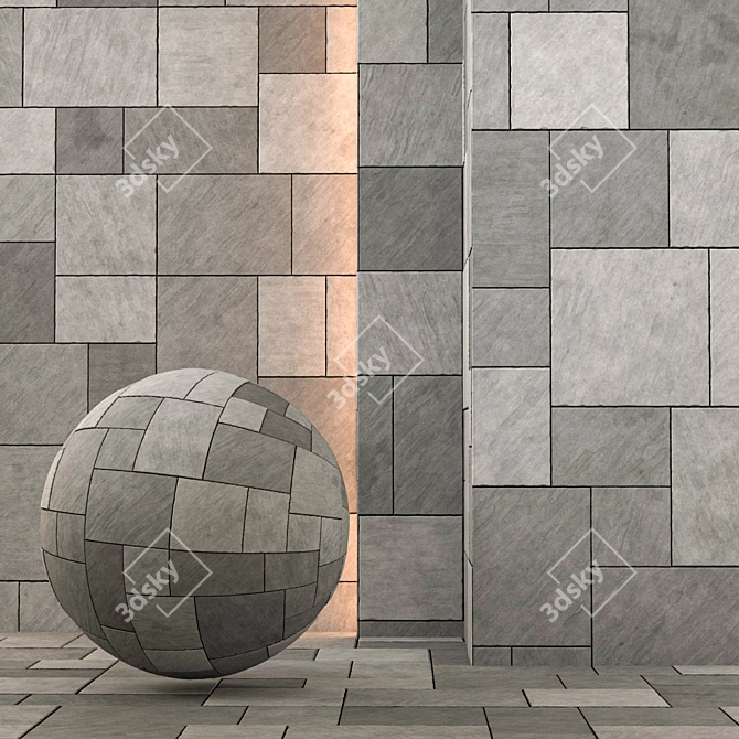 Seamless Pavement Texture Kit 3D model image 1