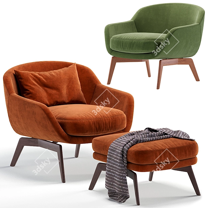 Elegant Minotti BELT Armchair (6 Colors) 3D model image 5