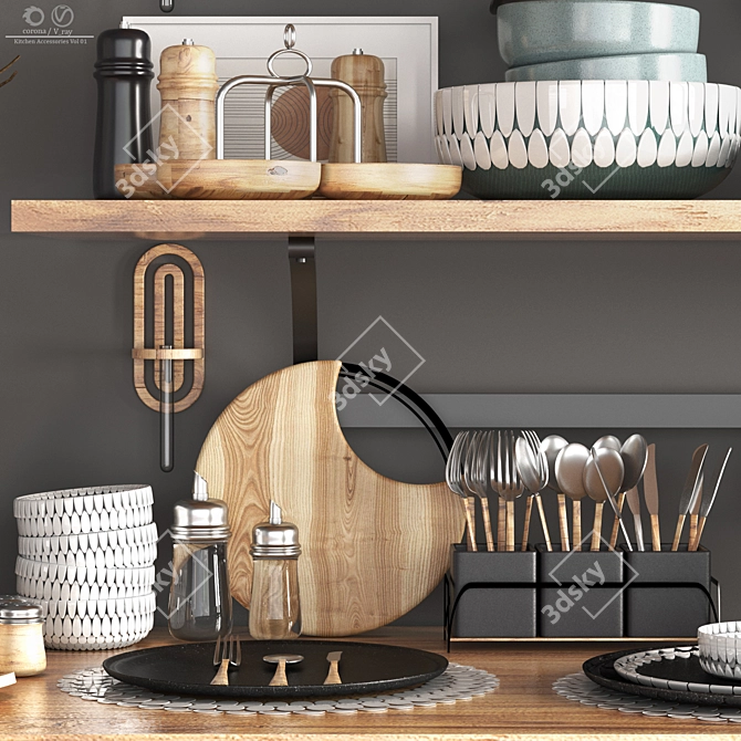 Modern Kitchen Accessories Bundle 3D model image 3