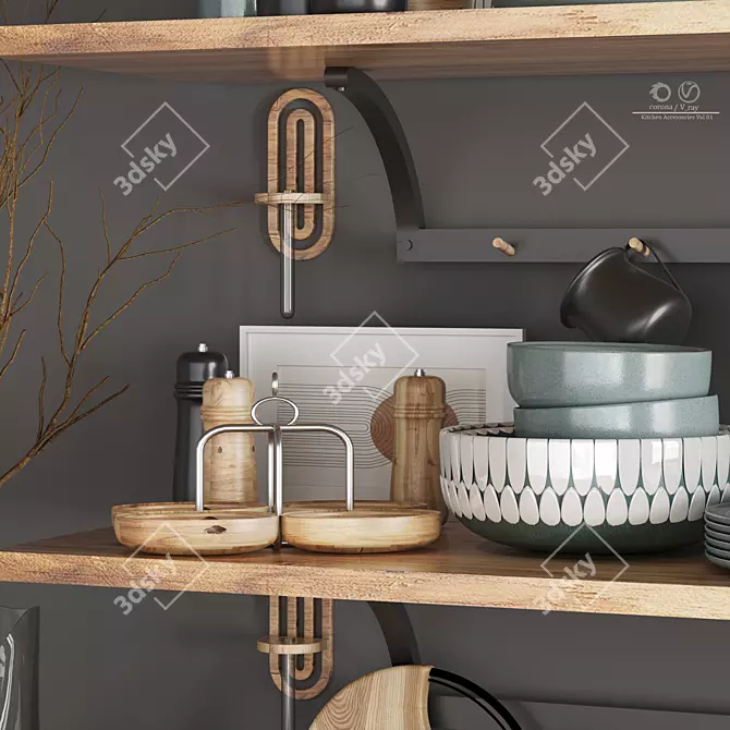 Modern Kitchen Accessories Bundle 3D model image 4