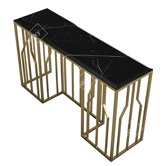 Sleek Black Marble Console 3D model image 2