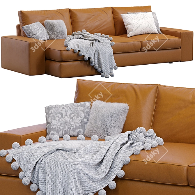Sleek Leather Kivik Sofa 3D model image 1