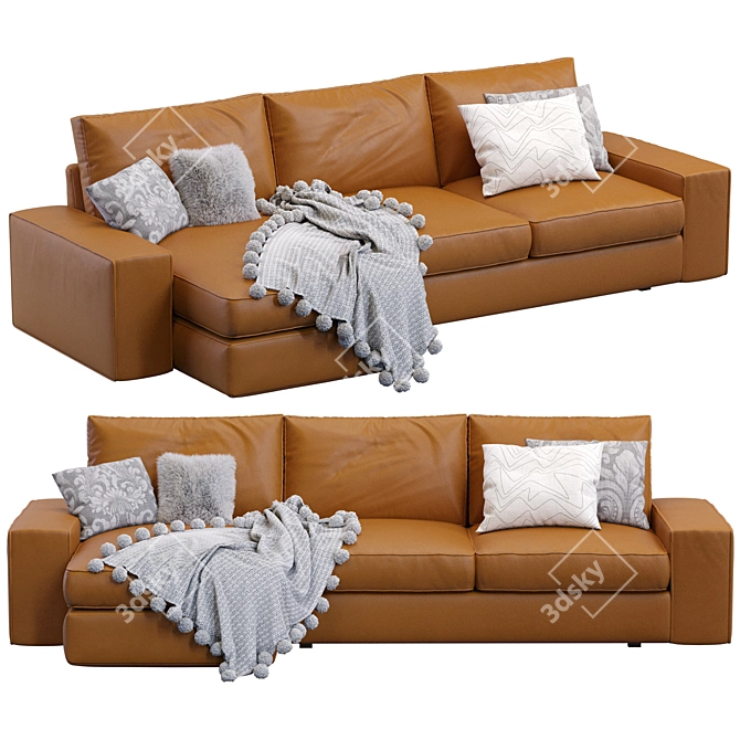 Sleek Leather Kivik Sofa 3D model image 2