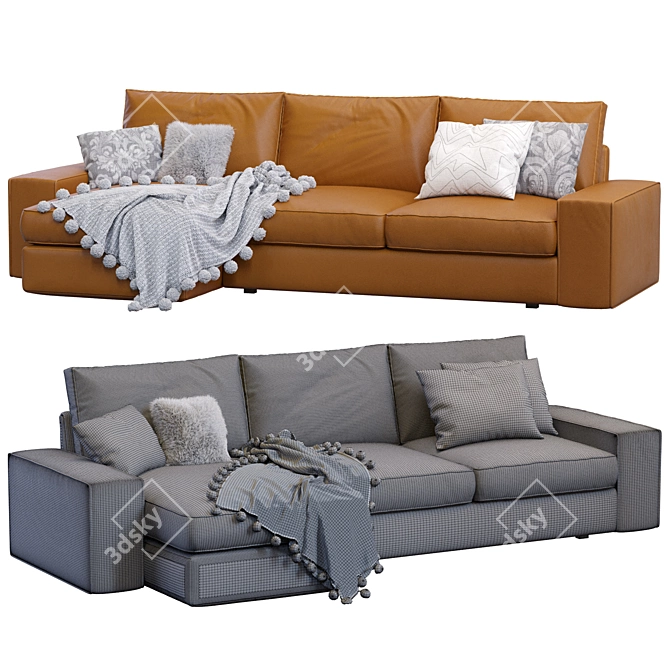 Sleek Leather Kivik Sofa 3D model image 4