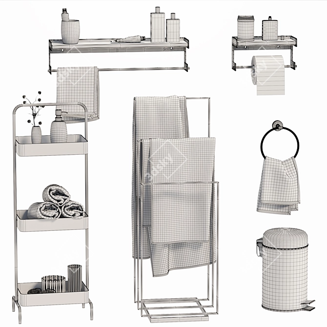 Modern Bathroom Accessories Set 3D model image 5