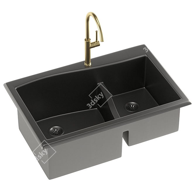 KRAUS KGD442 Dual Mount Granite Sink 3D model image 3