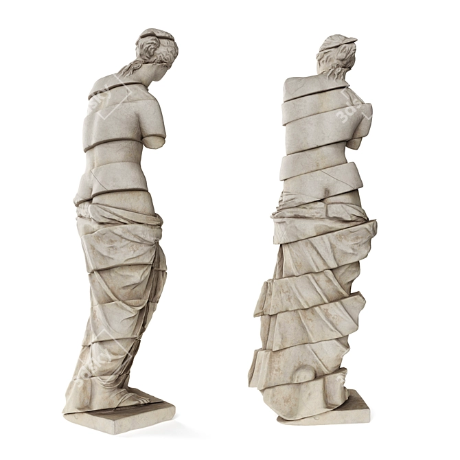 Striped Marble Venus de Milo- 49x56x160cm 3D model image 2