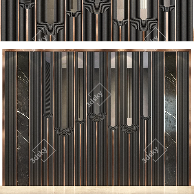 Elegant Wood Mirror Panel 3D model image 1