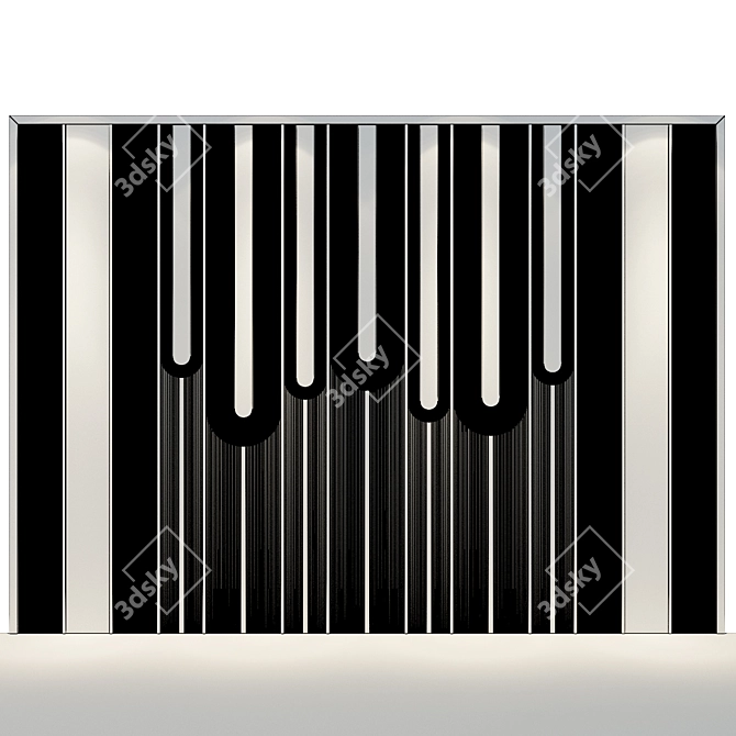 Elegant Wood Mirror Panel 3D model image 2